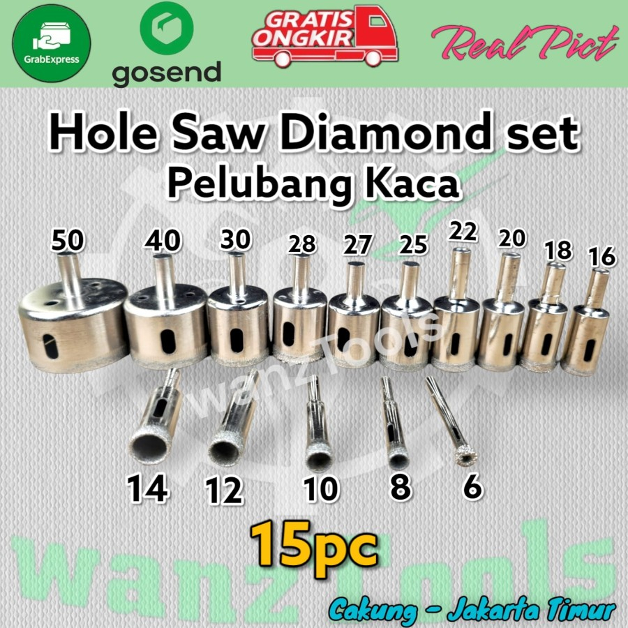 Promo Set Bor Kaca Hole Saw Keramik Granit Marmer Batu Porselen