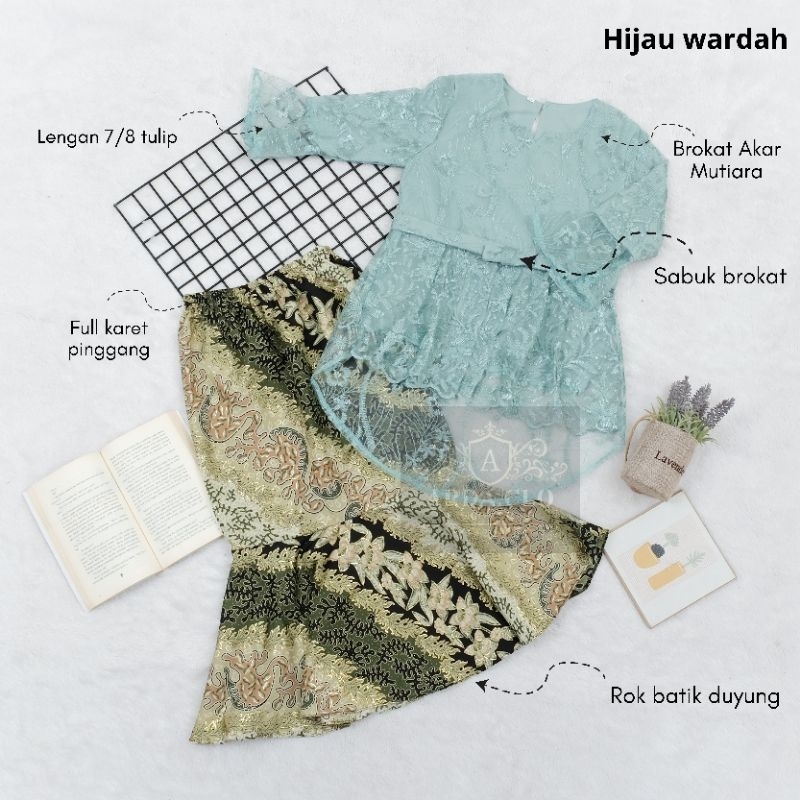 { arda.clo } BAJU KEBAYA SET BRUKAT INDAH ANAK / ROK PRISKET SETELAN KEBAYA BROKAT ANAK TUNIK / SET KEBAYA BROKAT ANAK PEREMPUAN MEWAH 4 - 10 TAHUN