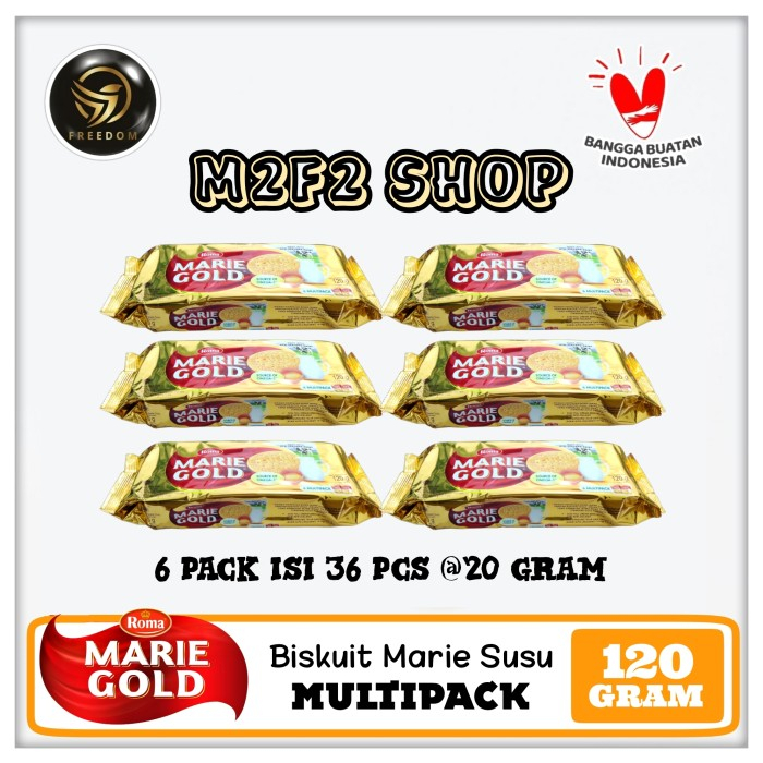 Roma Biskuit Marie Gold Omega 3 Original Multipack - 120 gr (Kemasan 6 Pcs)