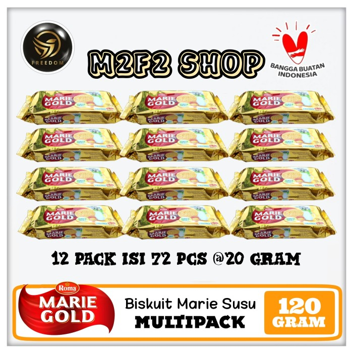 Roma Biskuit Marie Gold Omega 3 Original Multipack - 120 gr (Kemasan 12 Pcs)