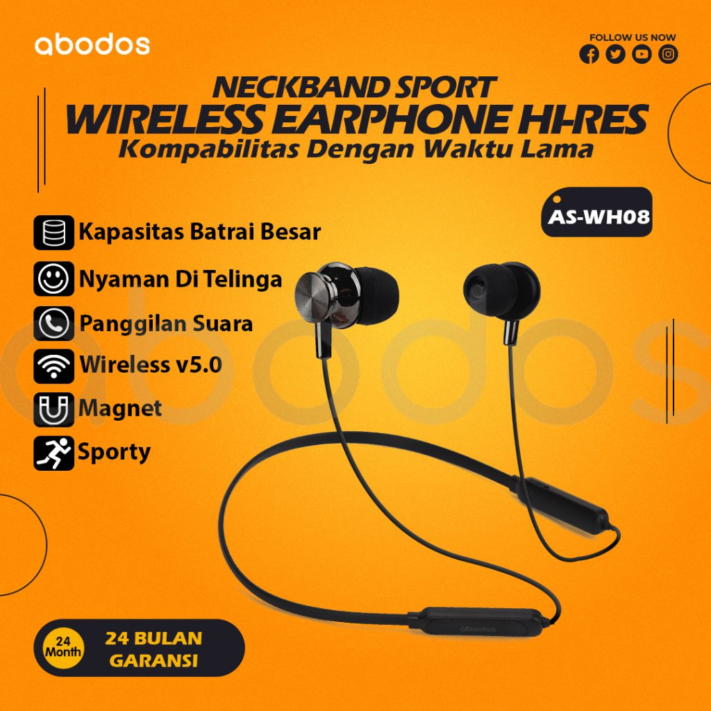 Abodos Wireless Headset v5.0 Didukung Dengan Kualitas Suara Terbaik