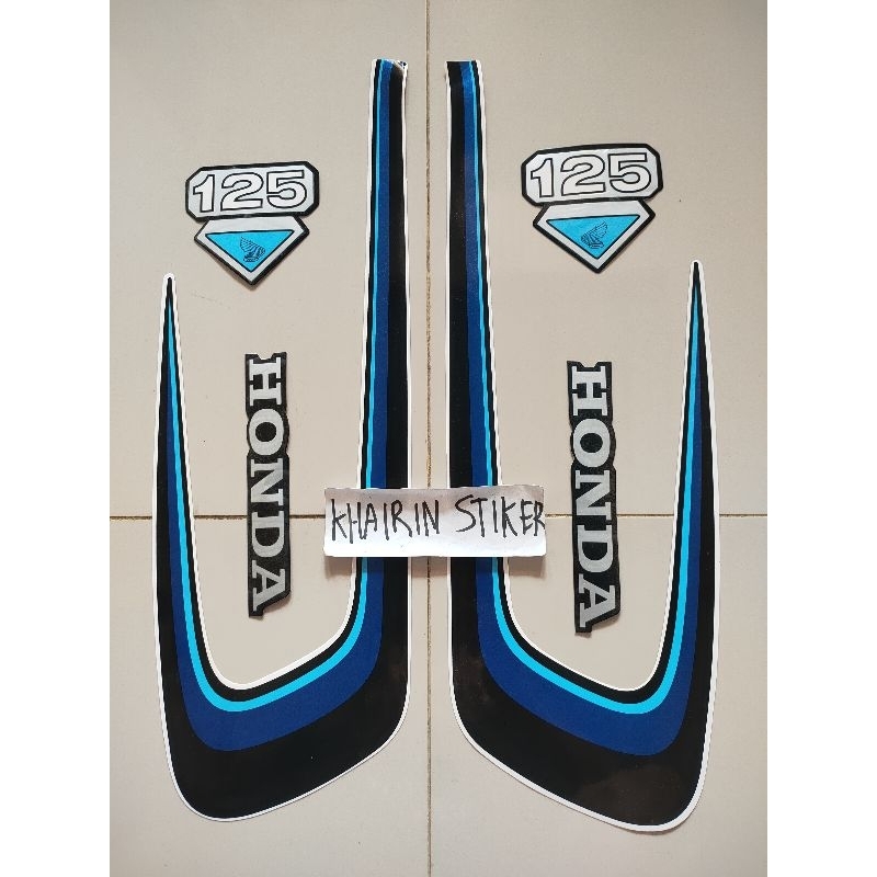 striping stiker cb100 cb 125 hitam biru 1976 76