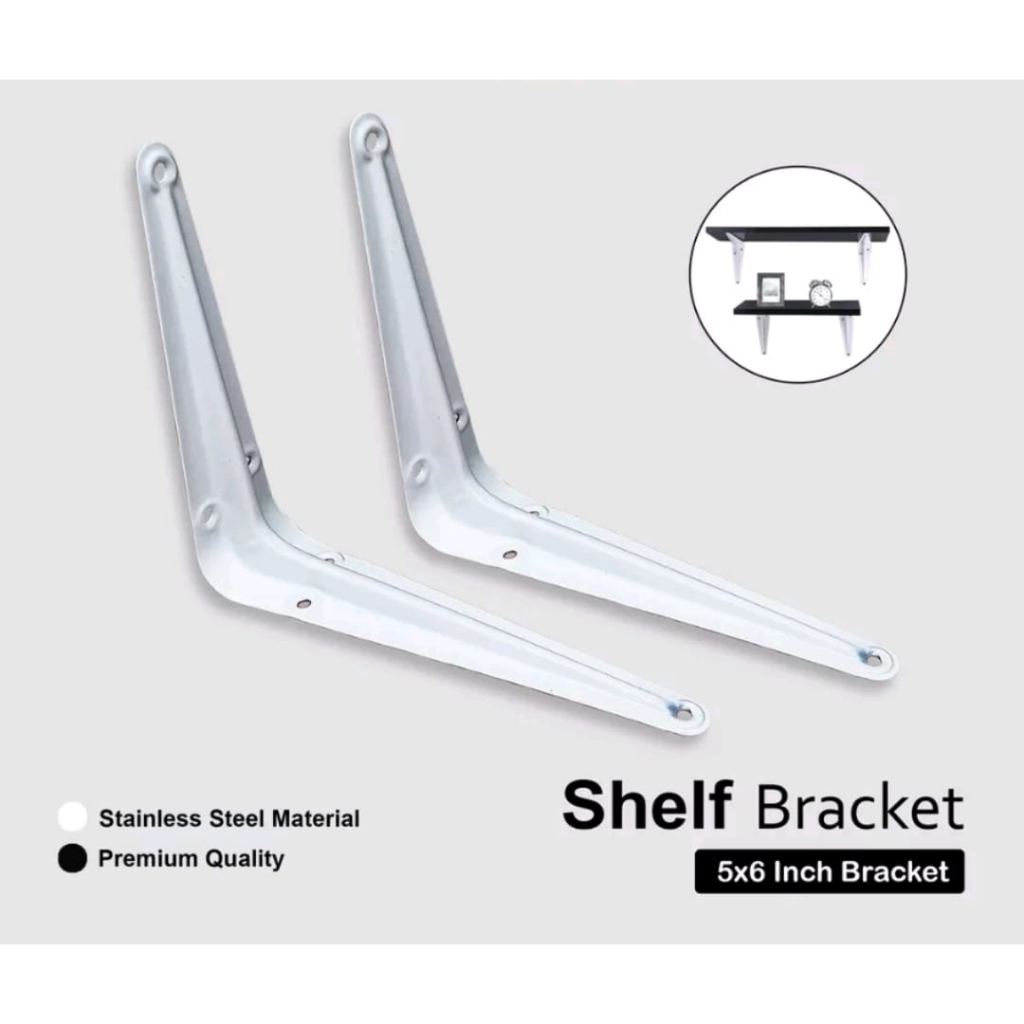 Siku Rak Besi L Uk. 5x6 Inch l Shelf Bracket l Penyangga Ambalan 1 Pcs / siku rak besi 5x6