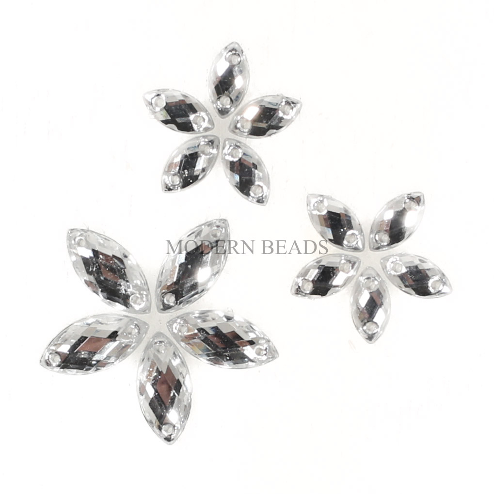 [25 pcs] Payet / Diamond Kristal Akrilik / Acrylic Putih Grade A Mata 5x10mm , 7x15mm