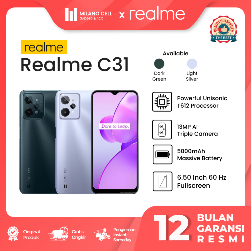 Realme C31 Ram 3/32GB ~ 4/64GB Garansi Resmi