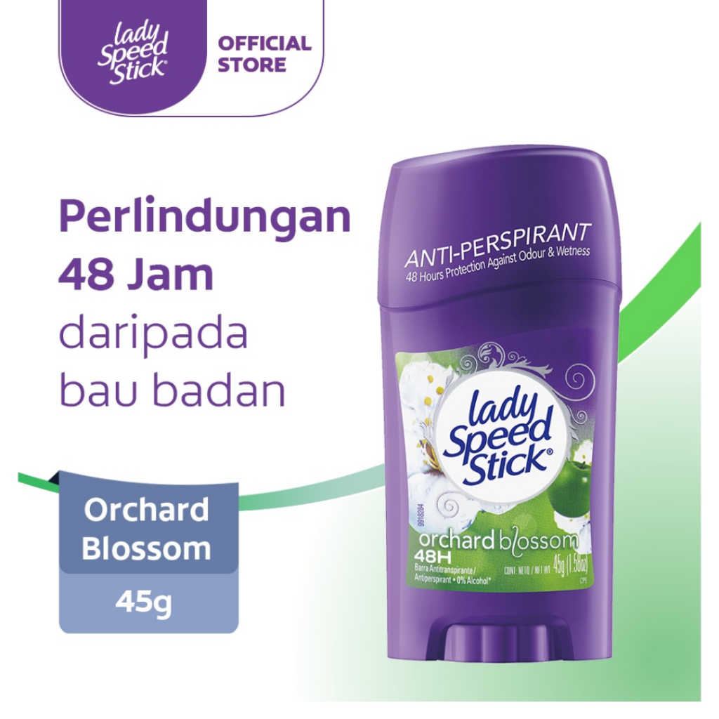 LADY SPEED Stick Deodoran / Deodorant Anti-Perspirant 45g (Orchard Blossom, Wild Freesia, Powder Fresh)