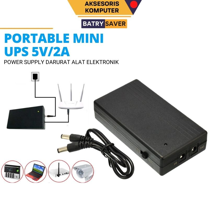 Baterai Cadangan Mini UPS 5V/2A 2000mAh Router, CCTV, mesin mBanking, MP3 Player