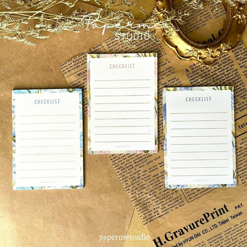

Isi 24 Sheet Memopad flower frame series print handmade / checklist paper / checklist memo pad bg Papermestudio