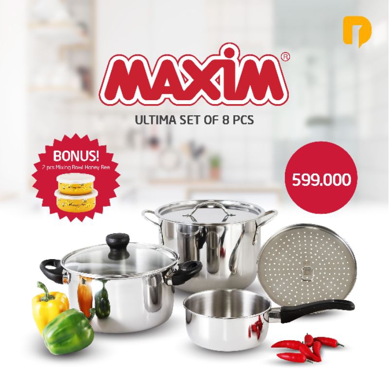Panci Stainless Maxim Ultima Set of 8 pcs