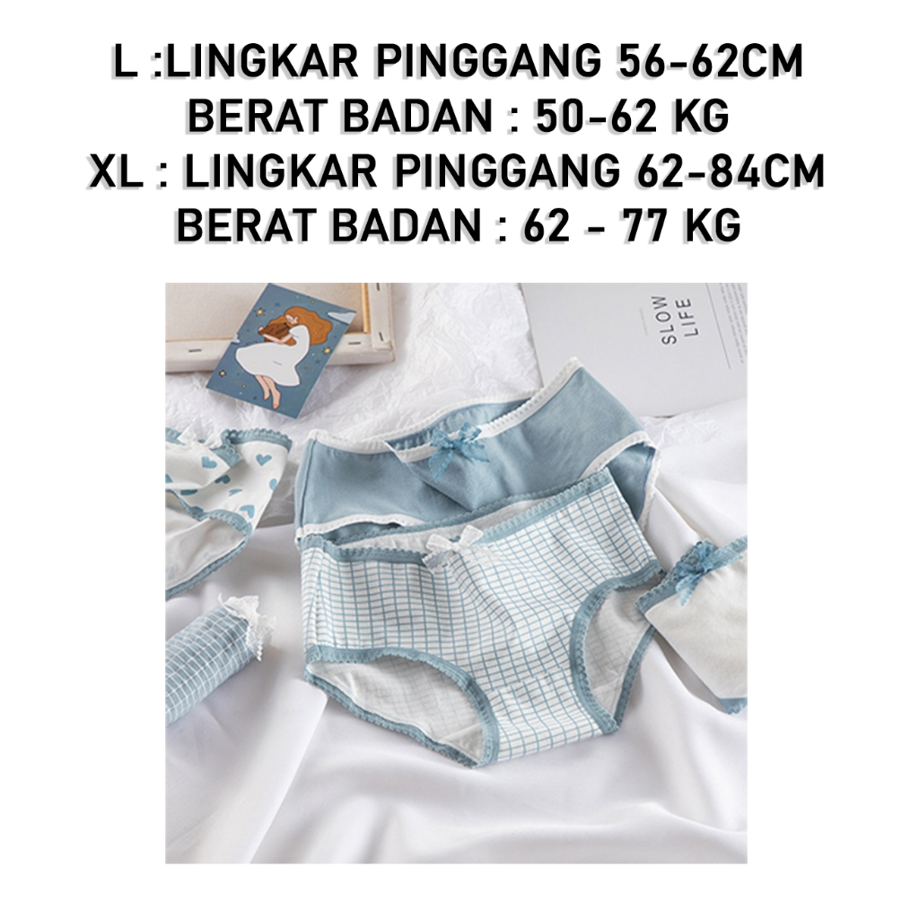 3SP | UWR109 Celana Dalam Wanita Lucu Motif Bunga Fashion Korea Pakaian Dalam Katun