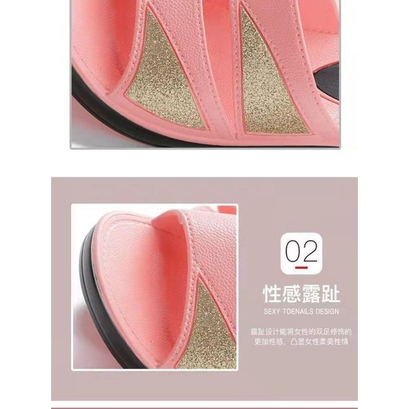 Sandal Slop Wedges Convers Strip Glitter Import High Quality