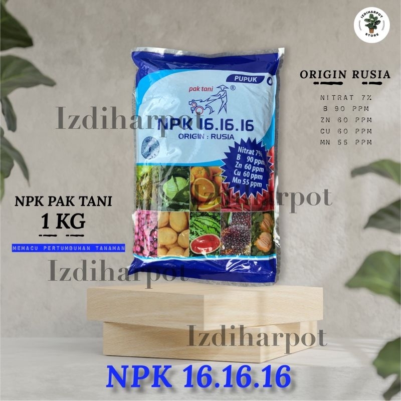 PUPUK PAK TANI NPK 16-16-16 BIRU ORIGIN RUSIA KEMASAN PABRIK 1 KG - NPK RUSIA