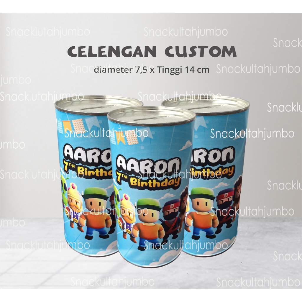 Celengan Kaleng Custom Bisa Buka Tutup Bawah / Celengan Kaleng Karakter/ Celengan Souvenir