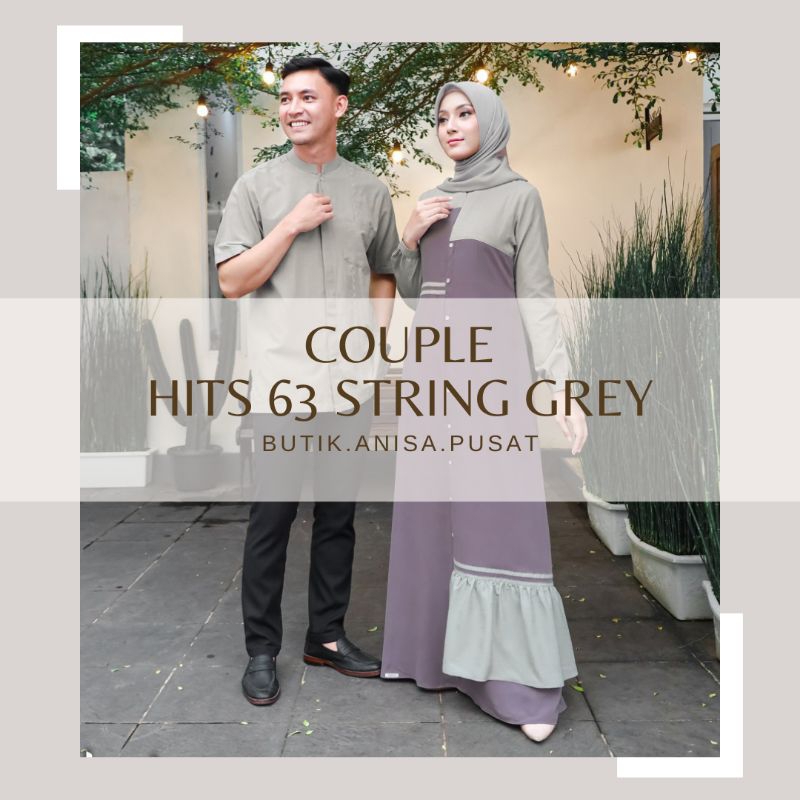 Baju Couple Seply 2023 Hits 63 String Grey (Gamis Meyra 147, Koko Kaseo 189)