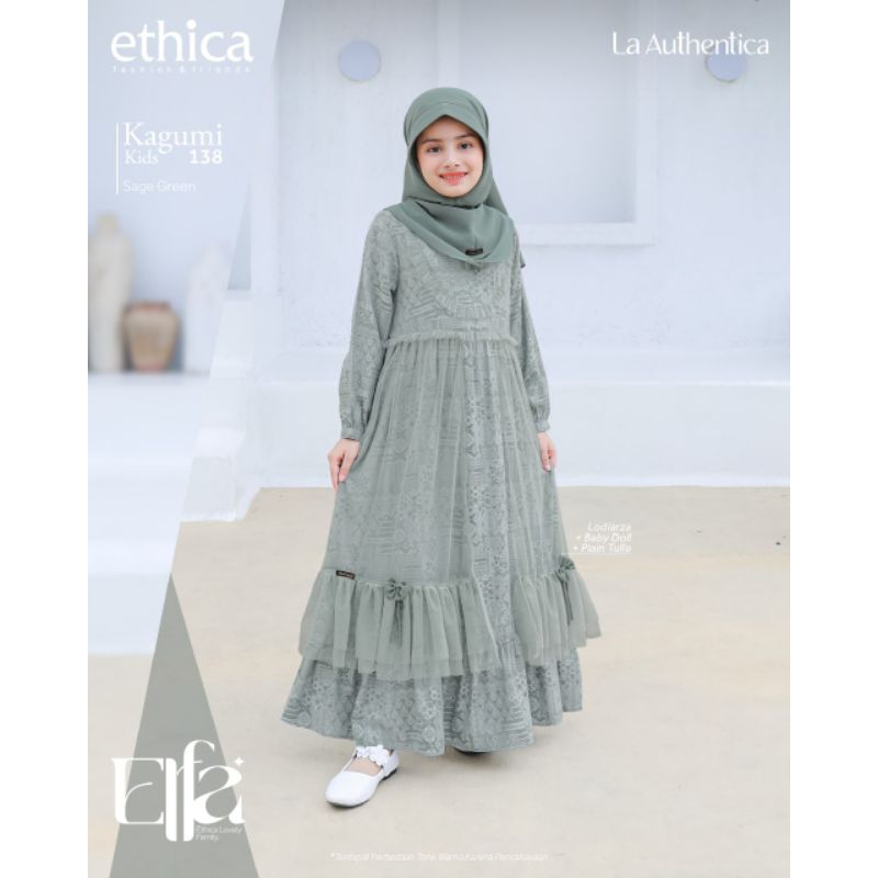 Sarimbit Keluarga 2023 Ethica Elfa 283 Sage Green (Gamis Kagumi 285, Koko Kahfi 267, Gamis Anak Kagumi Kids 138, Koko Anak Kahfi Kids 191)