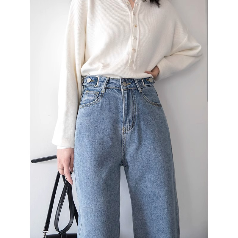 Celana Jeans Wanita Tombol Fashion Highwaist Korea Style