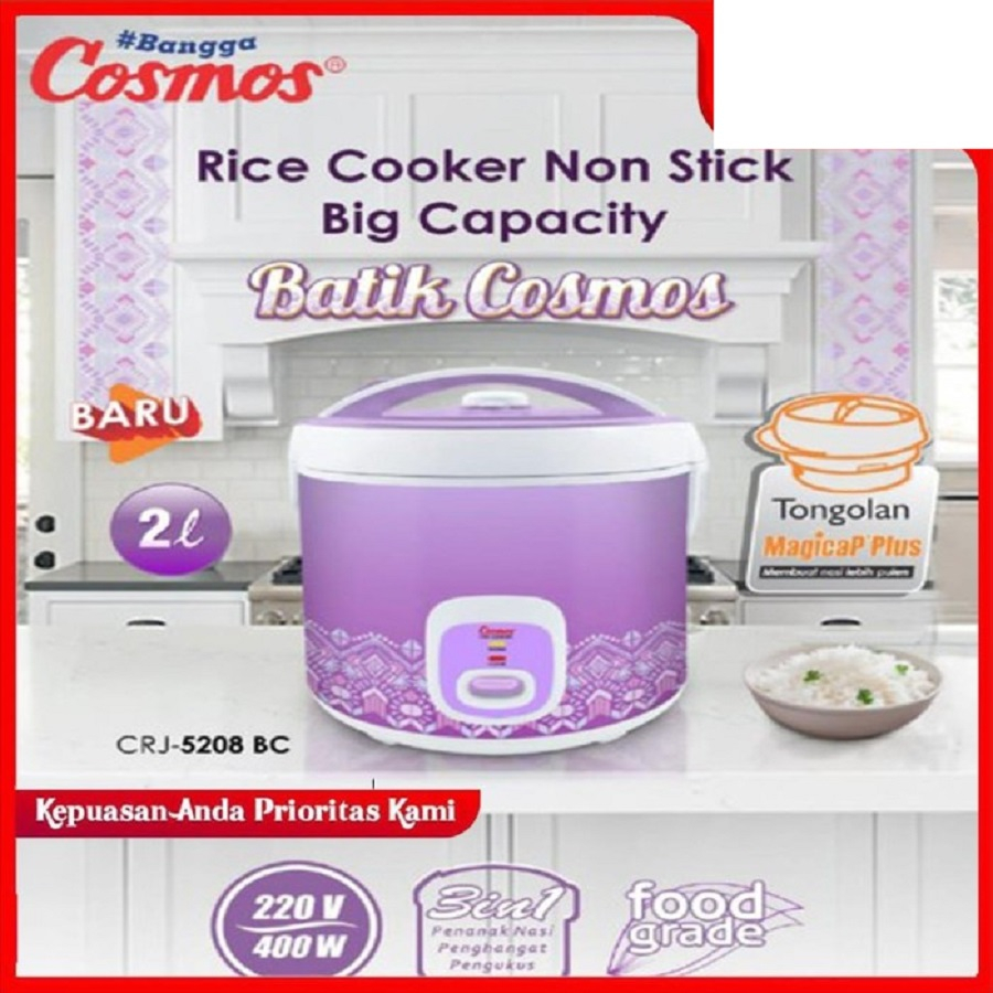 Rice Cooker Magic Com Cosmos 2L 2 Liter Batik Series CRJ-5208BC