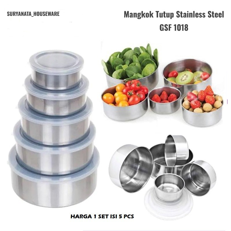 FRESH BOX / MANGKOK TUTUP STAINLESS GSF 1018 ISI 5