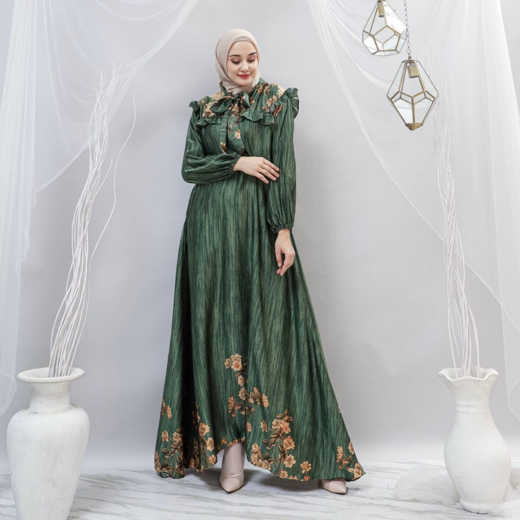 EXCLUSIVE DRESS WANITA ULYA DI0R SILK PREMIUM RESELTING DEPAN KERAH DASY