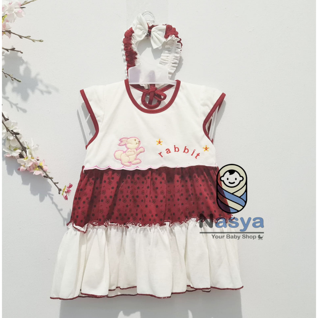 [P-052] Baju Bayi / Dress Bayi Perempuan 0-6 bulan Motif (bonus bandana) Planet Kids