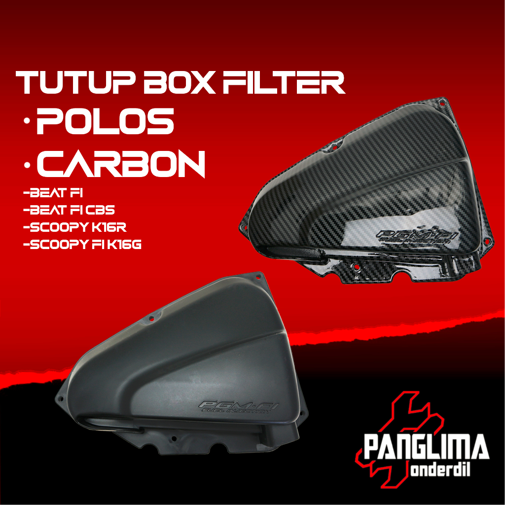 Tutup Box Filter Hitam-Light Karbon-Black Carbon Beat FI Lama-Old CBS-K25 2012-2014 &amp; Scoopy eSP 2013-2017 Cover-Penutup Boks Saringan-Hawa Udara