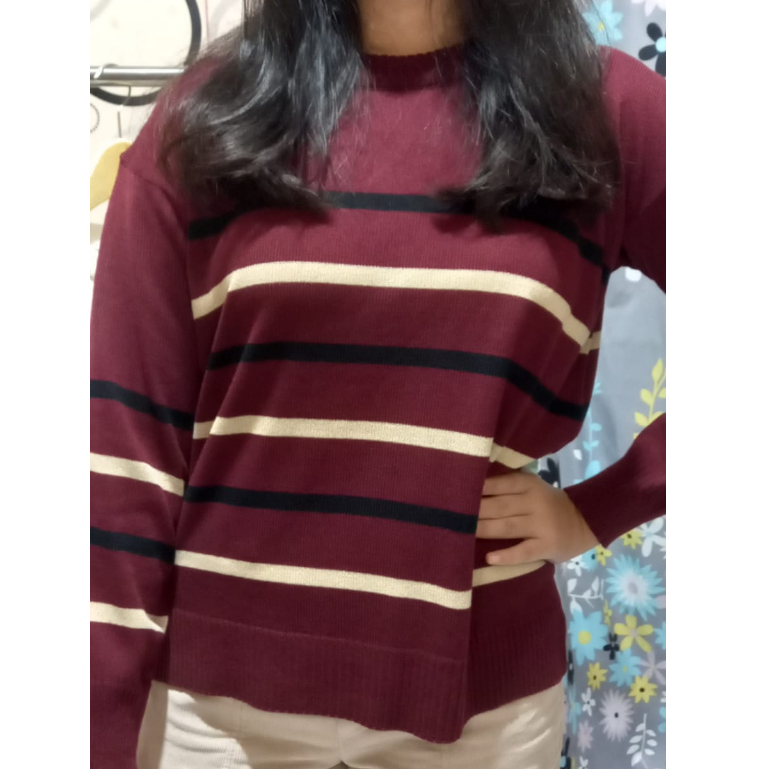 DC_ Sweater Grace-Fullover Striped / Sweater Korea / Sweater Rajut Wanita /Atasan wanita