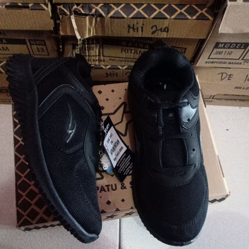 sepatu sekolah PROATT original hitam polos tali dewasa