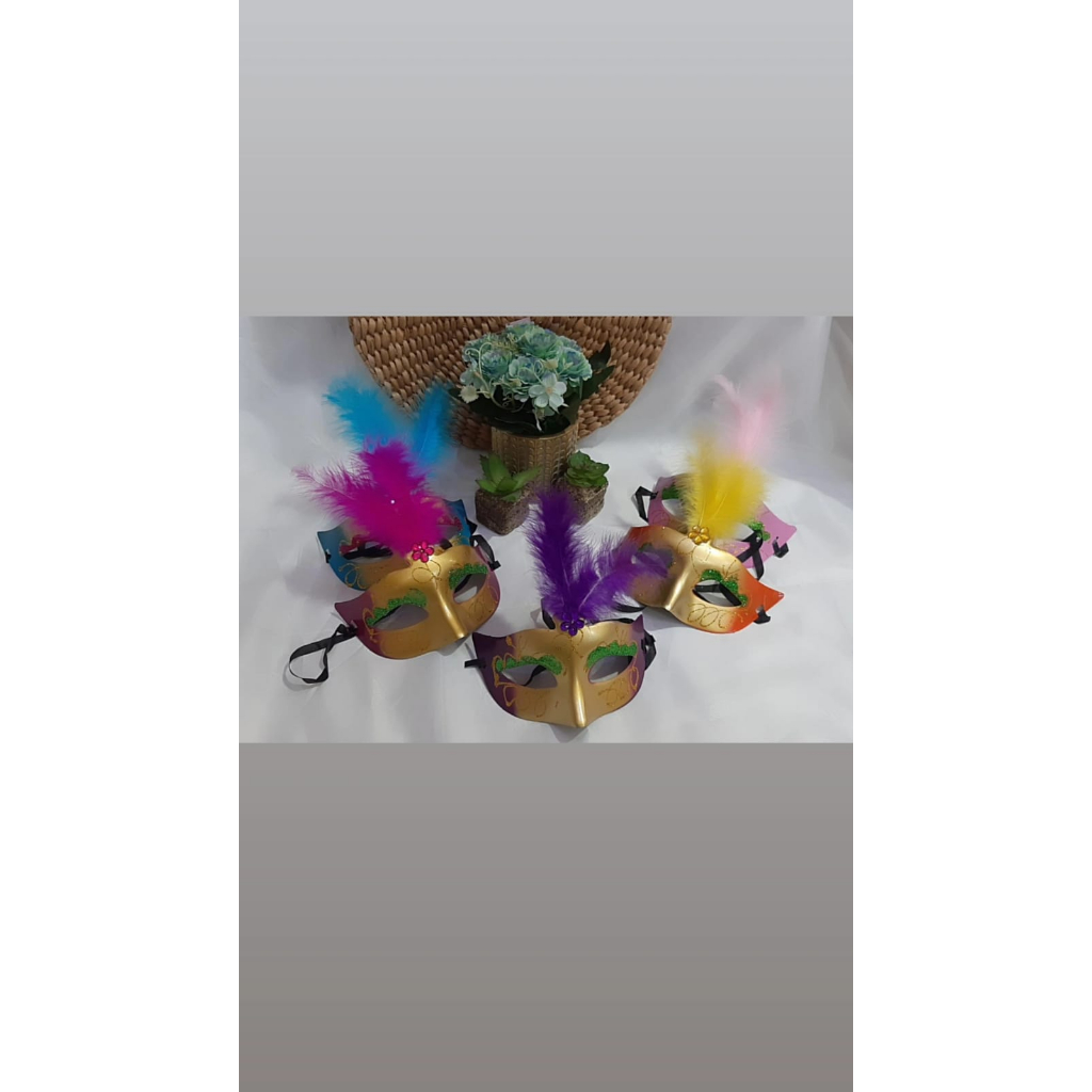 TOPENG VARIASI BULU HELAI/TOPENG PESTA MEWAH+PERMATA/MASK PARTY