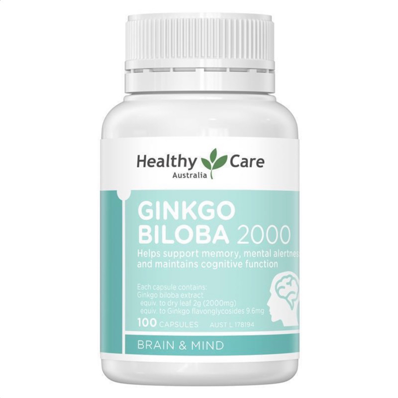 Healthy Care Ginkgo Biloba 2000mg (100 Capsules) Exp 2025