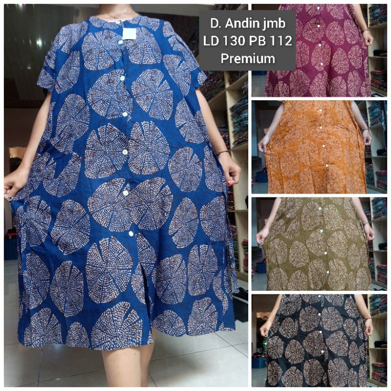 DASTER ANDIN JUMBO BAJU TIDUR BUSUI FRIENDLY KANCING FULL RAYON PREMIUM BATIK SOLO