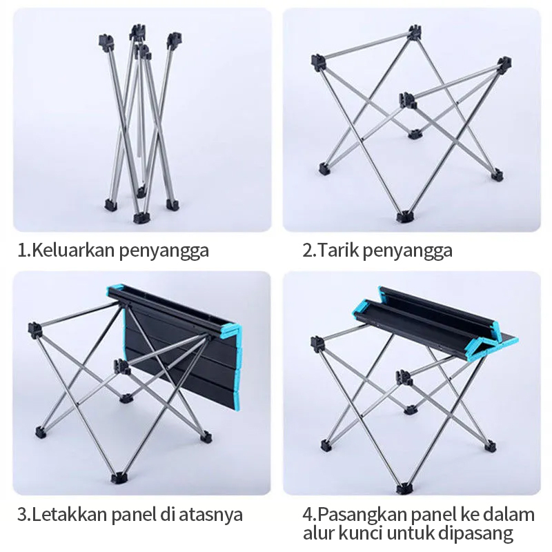 Meja Lipat Piknik Foldable Portable Aluminium/Meja Berkemah Piknik Luar Ruangan