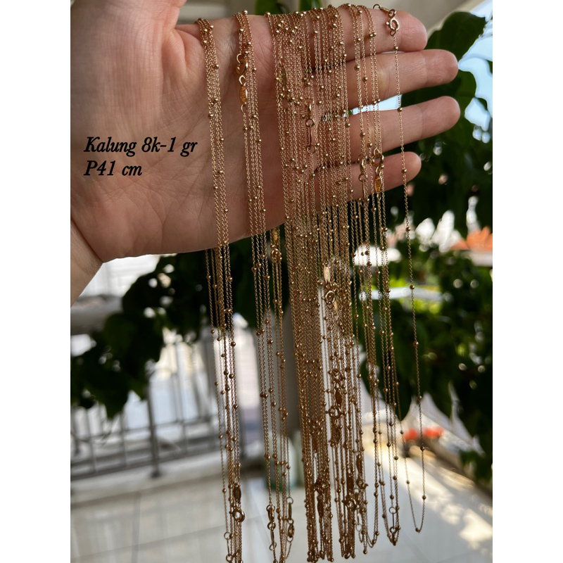 Kalung rantai jedar pentol rosegold