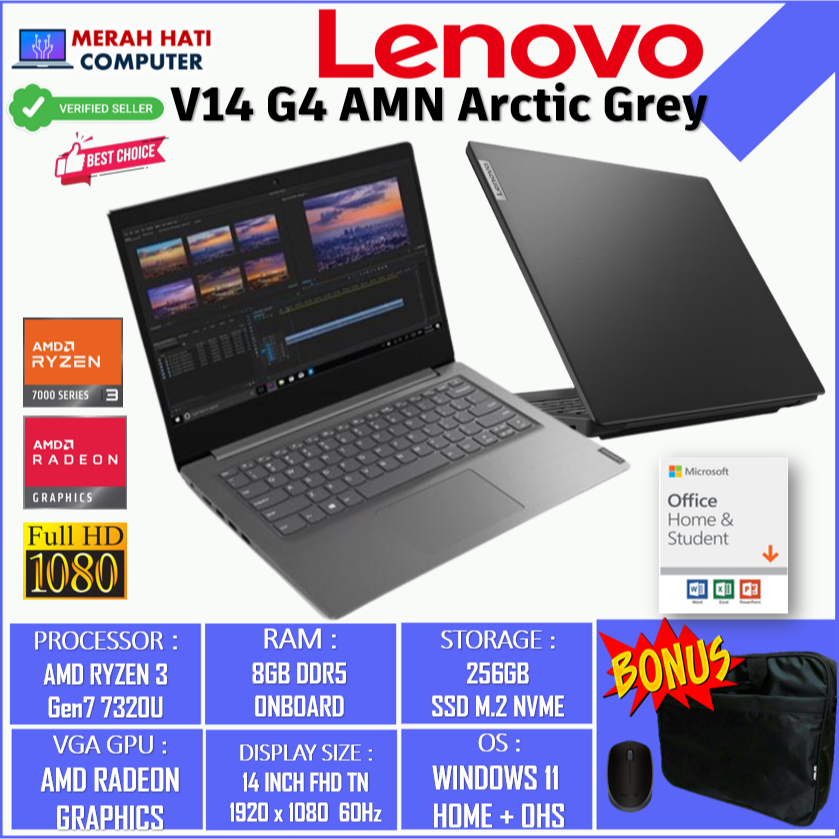 LENOVO V14 G4 AMD RYZEN 3/5 8GB 512GB SSD RADEON 610M 14 FHD WIN11HOME + OHS ORIGINAL