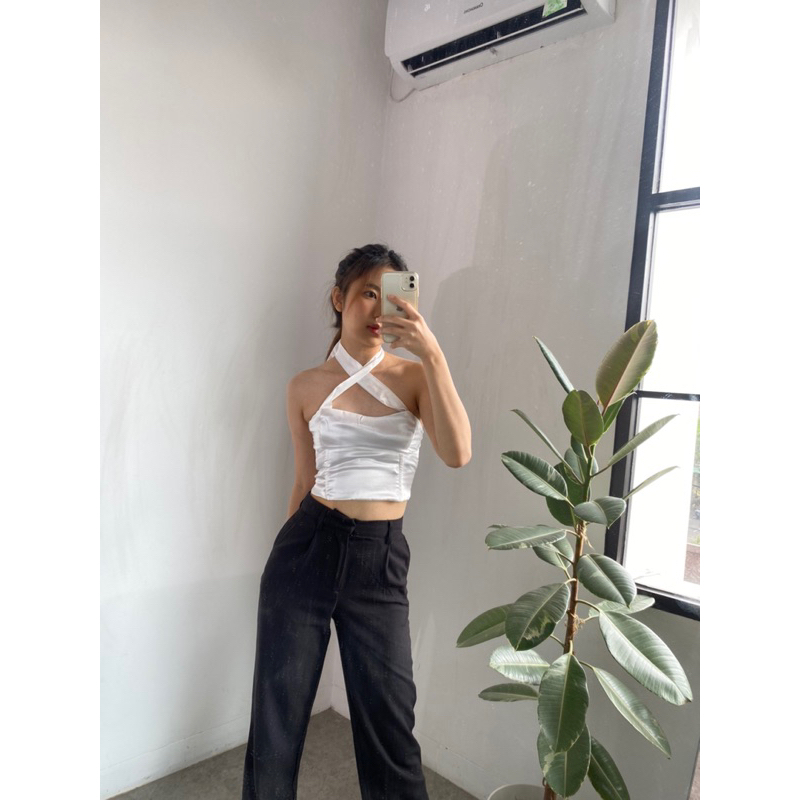 Sateen top | Halter neck | Tanktop | Kemben wanita | Atasan wanita satin premium | Baju murah premiu