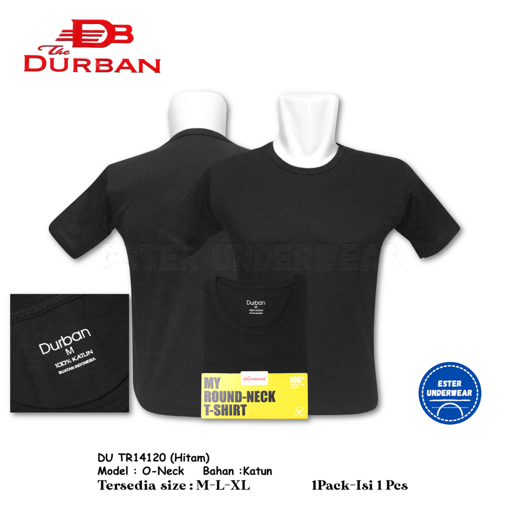 Kaos Dalam Oblong Durban DU TR 14120 Hitam Isi-1 Pcs/Pack