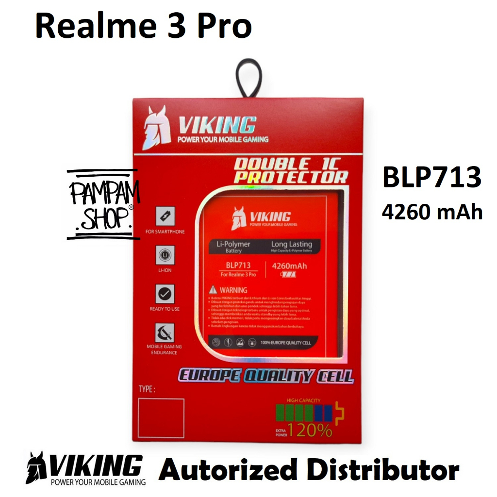 Baterai VIKING Double Power Original Realme 3 Pro BLP713 Batre Batrai Battery HP Handphone BLP 713 Ori