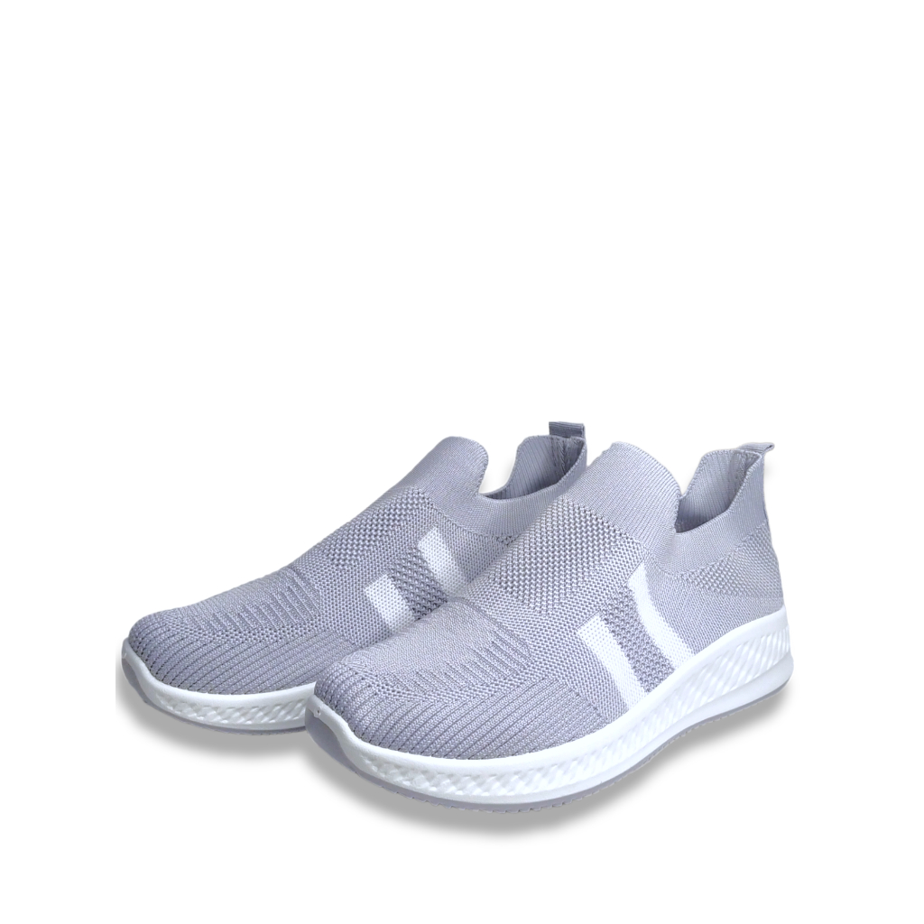 WM-1A002 SEPATU SNEAKERS FASHION CASUAL OLAHRAGA TERBARU STYLE TWOLINES POLOS WANITA PRIA BAHAN RAJUT SLIP ON BEST QUALITY REAL PICT
