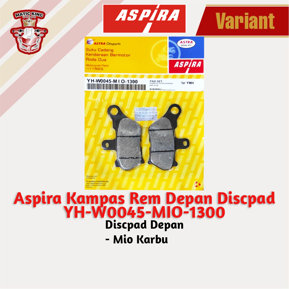 Kampas rem dispad discpad depan belakang Yamaha Mio Nmax Aerox Lexi Fino X ride Xeon Nouvo karburator  injeksi soul GT J Z S M3 RC 110 115 125 155  Aspira Astra Otoparts YH-F530A-MIO-1700