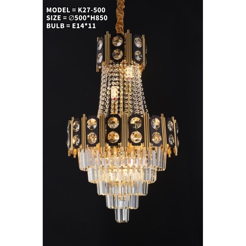 FREE BOHLAM LED Lampu gantung crystal 27T- 50cm