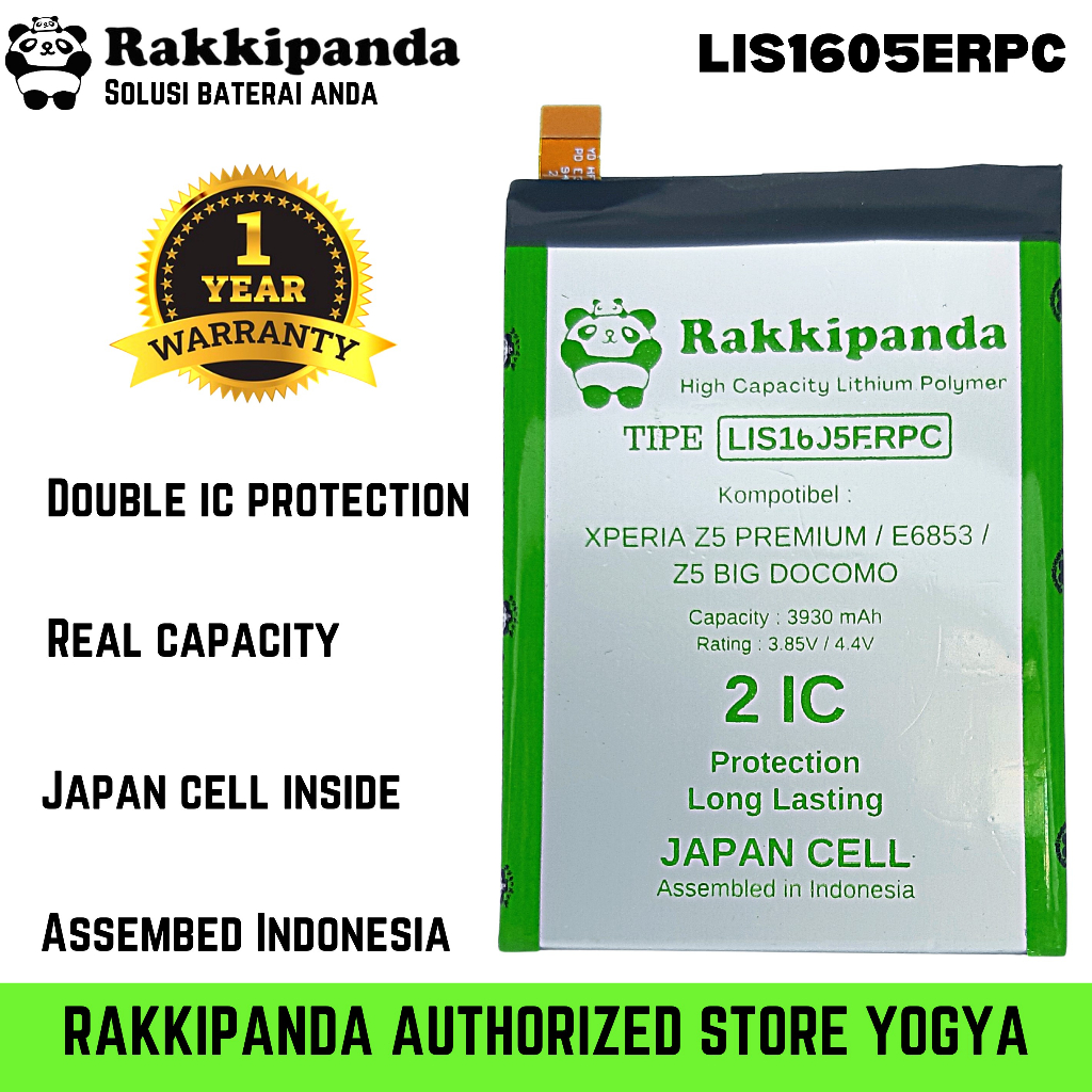 Baterai HP Rakkipanda LIS1605ERPC XPERIA Z5 PREMIUM / E6853 / Z5 BIG DOCOMO Batre Bergaransi