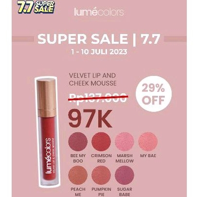 Lumecolors Lip &amp; Cheek Mousse Lipmousse Lipstik 3in1 Bisa untuk eyeshadow &amp; blush on