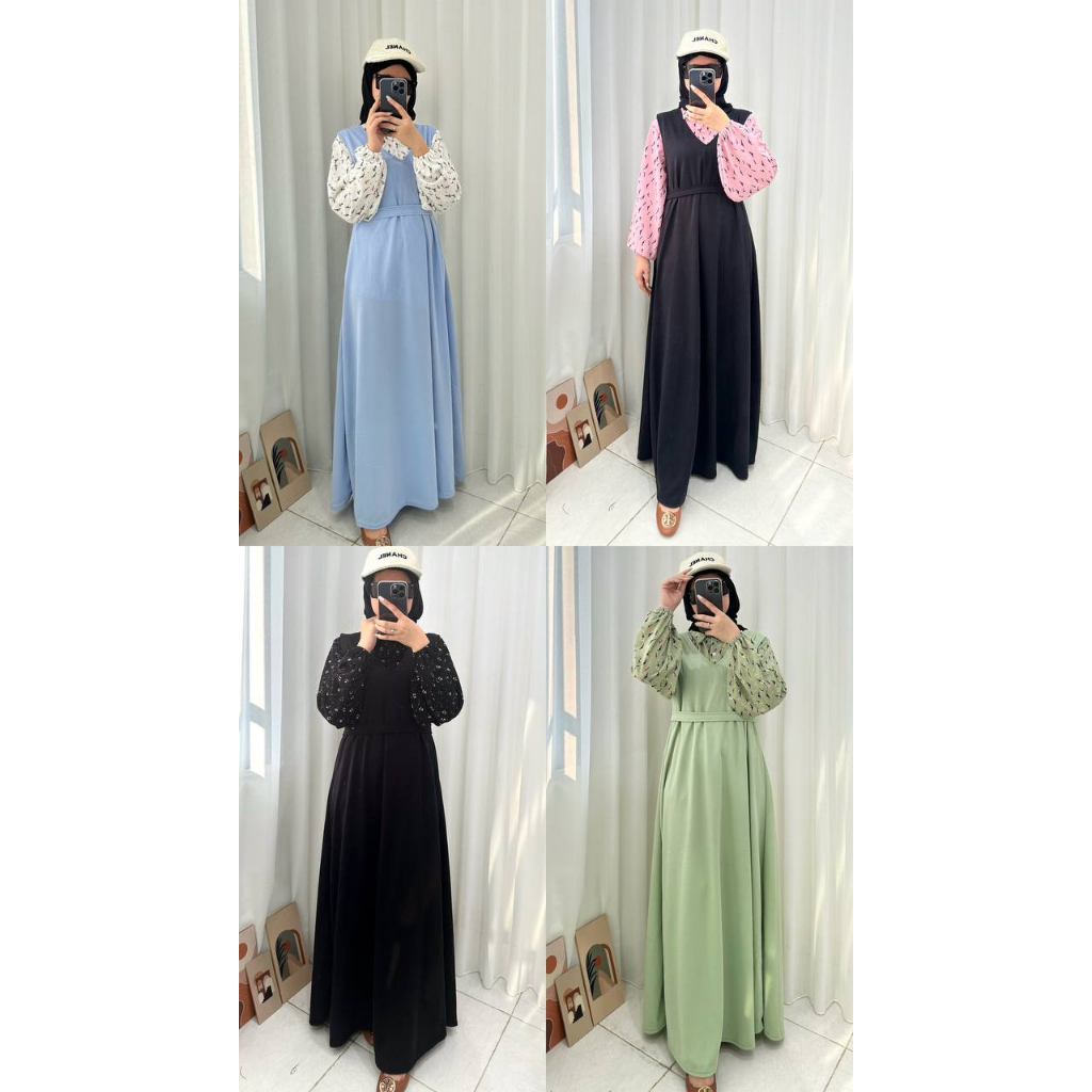 Aleta Overall - Gamis Korean Academia Style Blouse Overall Rok Set Remaja