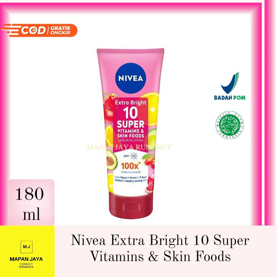 Nivea Extra Bright 100x Super Vitamins &amp; Skin Food Serum 180ML