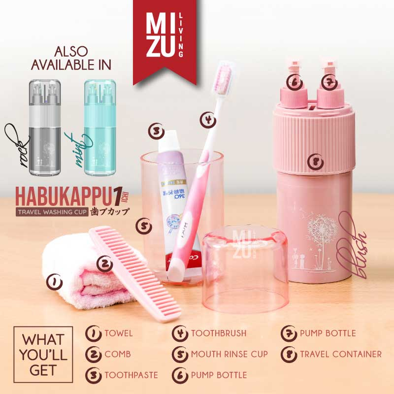 MIZU HABUKAPPU-ICHI Travel Washing Cup Tempat Sikat Gigi Portable Toothbrush Cup Sikat Gigi Outdoor Camping Oral Hygiene Toiletries Kit