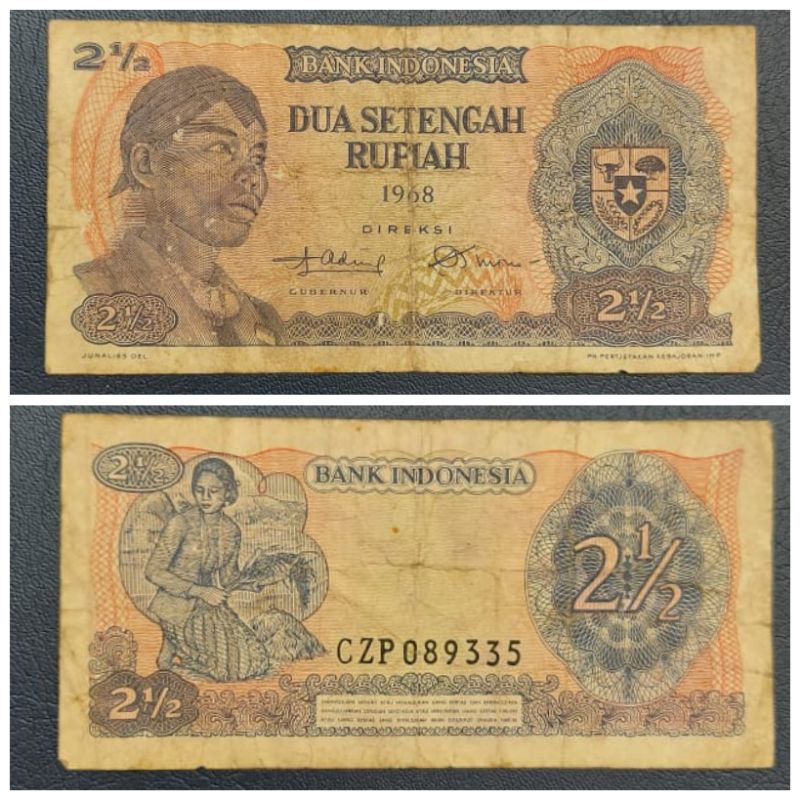 Uang Kuno Indonesia Series Soedirman/sudirman 2,5 rupiah 1968 Original 100% Kondisi Uang AXF Bagus