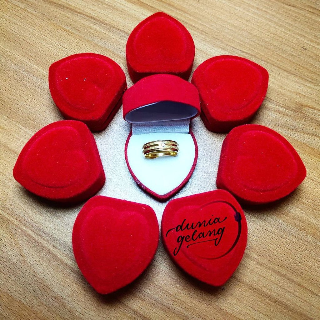 Kotak Box Cincin Hati Love Cincin Tunangan Kotak Cincin Beludru