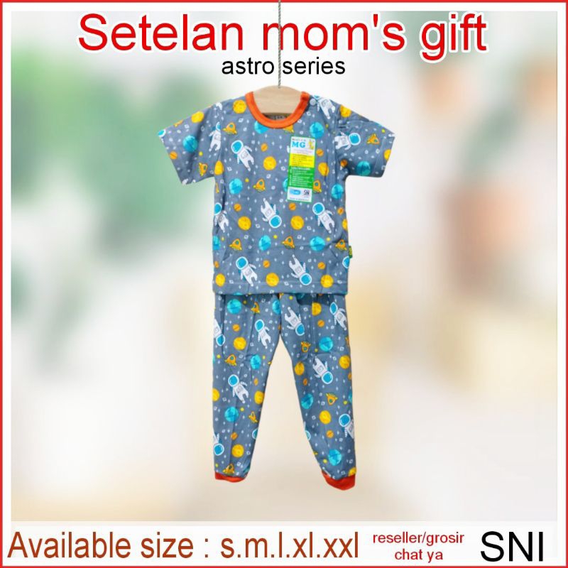 mom's gift setelan anak unisex motif astronot, angkasa,space world / setelan mom gift pendek panjang terbaru / setelan anak cowo cewe