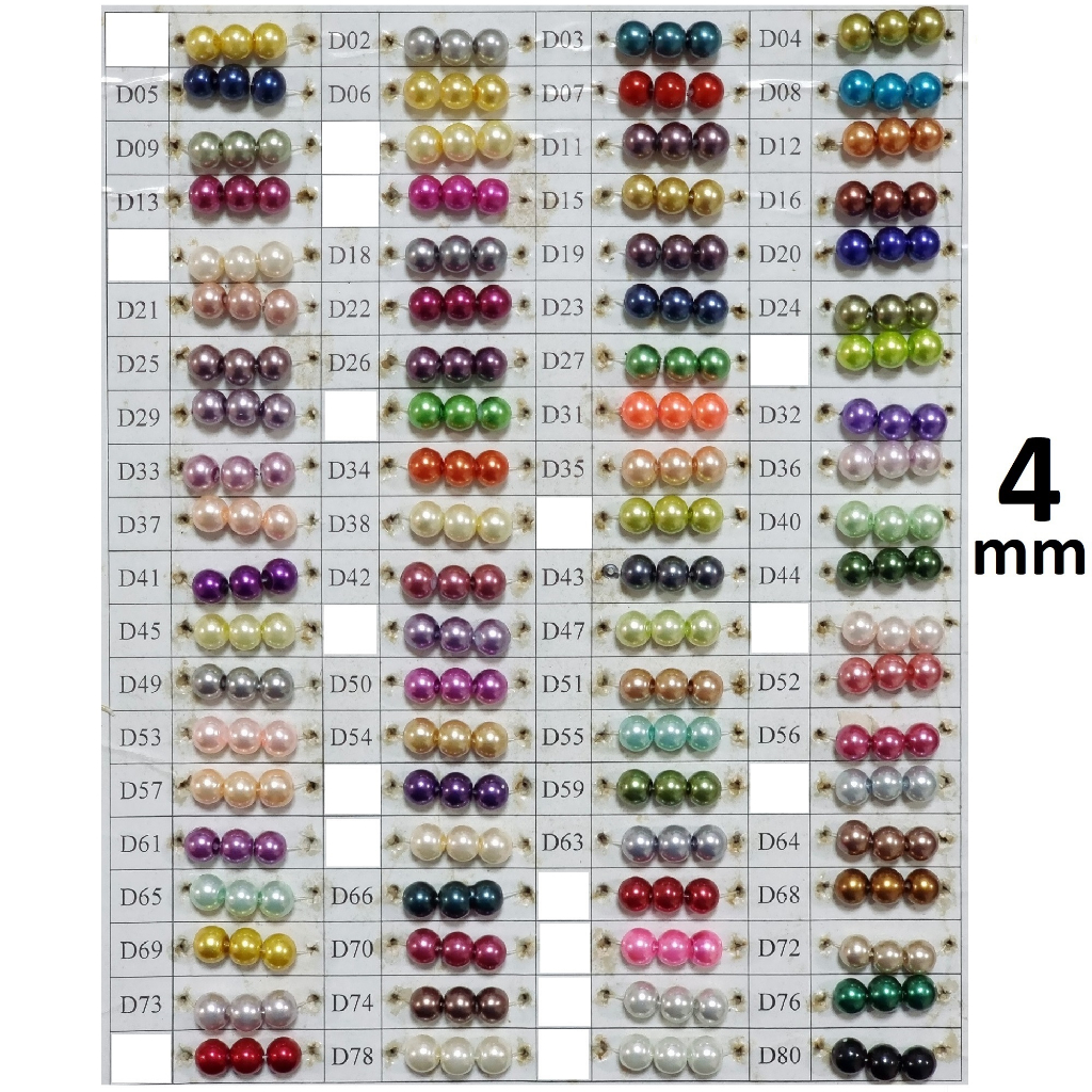 Mutiara Sintetis 4mm Grosir Per Ikat 20 String Mutsin 4 mm Mutiara Renteng Berat Kaca