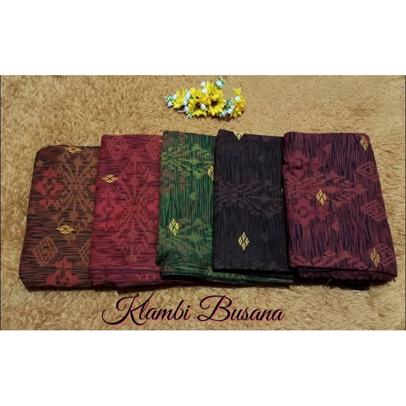 Kamen katun set selendang motif endek Tretes emas