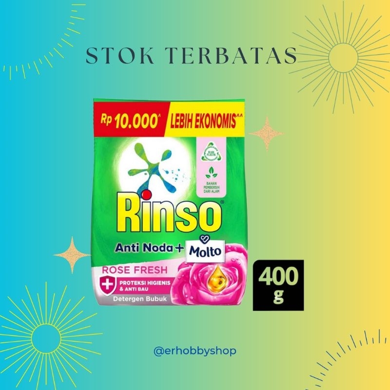 Rinso Deterjen Powder + Molto Rose Fresh 2kg (400gr*5)